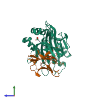 PDB entry 7s8f coloured by chain, side view.