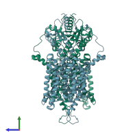 PDB entry 7s8x coloured by chain, side view.