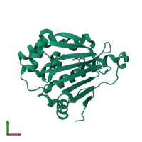 PDB entry 7s98 coloured by chain, front view.