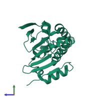 PDB entry 7s98 coloured by chain, side view.