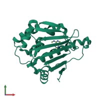 PDB entry 7s99 coloured by chain, front view.