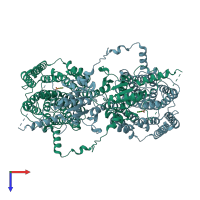 PDB entry 7s9a coloured by chain, top view.