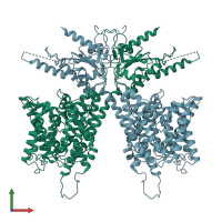PDB entry 7s9b coloured by chain, front view.