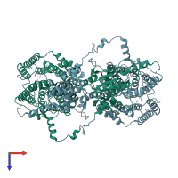 PDB entry 7s9b coloured by chain, top view.
