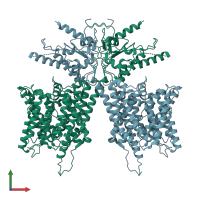 PDB entry 7s9c coloured by chain, front view.