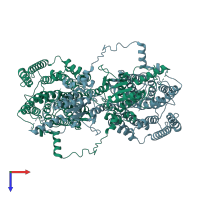 PDB entry 7s9c coloured by chain, top view.