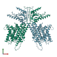 PDB entry 7s9d coloured by chain, front view.