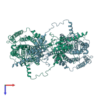 PDB entry 7s9d coloured by chain, top view.