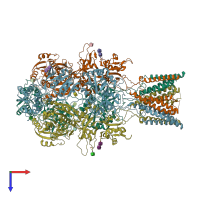 PDB entry 7sad coloured by chain, top view.