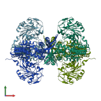 PDB entry 7sbc coloured by chain, front view.