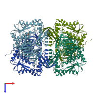 PDB entry 7sbc coloured by chain, top view.