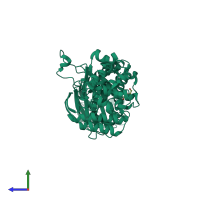 PDB entry 7sci coloured by chain, side view.