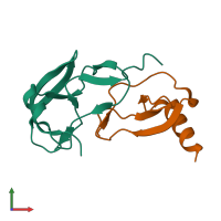 PDB entry 7scv coloured by chain, front view.