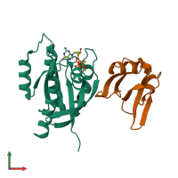 PDB entry 7scw coloured by chain, front view.