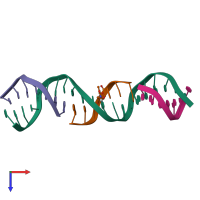 PDB entry 7sdm coloured by chain, top view.