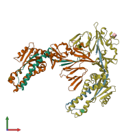 PDB entry 7sej coloured by chain, front view.