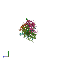 PDB entry 7sg0 coloured by chain, side view.