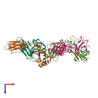 PDB entry 7sg0 coloured by chain, top view.
