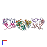 PDB entry 7sg2 coloured by chain, top view.