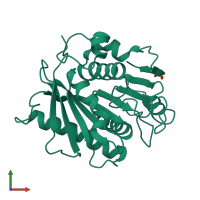 PDB entry 7sh6 coloured by chain, front view.