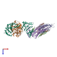 PDB entry 7shf coloured by chain, top view.