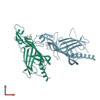 PDB entry 7shw coloured by chain, front view.