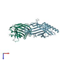 PDB entry 7shw coloured by chain, top view.