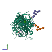 PDB entry 7slv coloured by chain, side view.