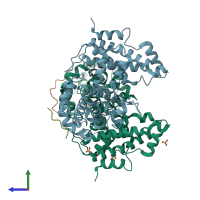 PDB entry 7smc coloured by chain, side view.