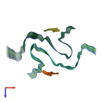 PDB entry 7sp1 coloured by chain, top view.