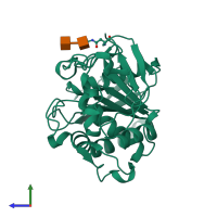 PDB entry 7spr coloured by chain, side view.