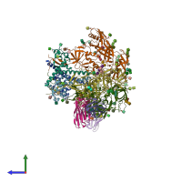 PDB entry 7sq1 coloured by chain, side view.