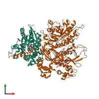 PDB entry 7sq2 coloured by chain, front view.