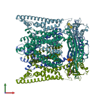 PDB entry 7sq8 coloured by chain, front view.