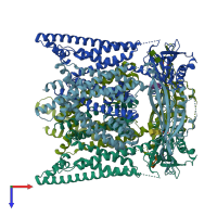 PDB entry 7sq8 coloured by chain, top view.