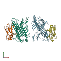 PDB entry 7sr3 coloured by chain, front view.