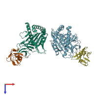 PDB entry 7sr3 coloured by chain, top view.
