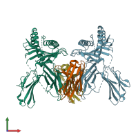 PDB entry 7srk coloured by chain, front view.