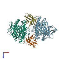 PDB entry 7srk coloured by chain, top view.
