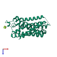 PDB entry 7srq coloured by chain, top view.