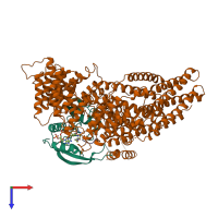 PDB entry 7stx coloured by chain, top view.