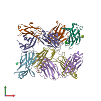 PDB entry 7su0 coloured by chain, front view.