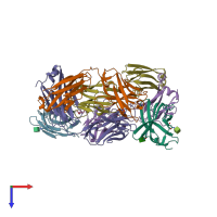 PDB entry 7su0 coloured by chain, top view.