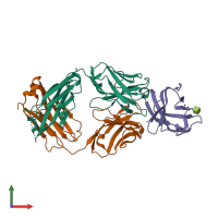 PDB entry 7su1 coloured by chain, front view.