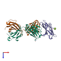 PDB entry 7su1 coloured by chain, top view.