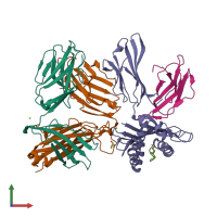 PDB entry 7su9 coloured by chain, front view.