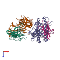 PDB entry 7su9 coloured by chain, top view.