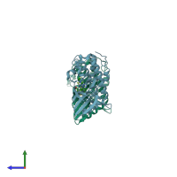 PDB entry 7suj coloured by chain, side view.