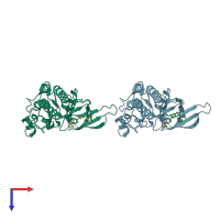 PDB entry 7suj coloured by chain, top view.
