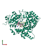 Monomeric assembly 1 of PDB entry 7sv2 coloured by chemically distinct molecules, front view.
